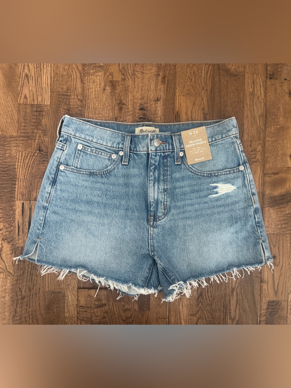 NWT Madewell Relaxed Denim Shorts Raw Hem Women's Size 26 100% Cotton A